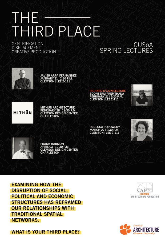 The School of Architecture's 2024 Spring Lecture Series poster. 