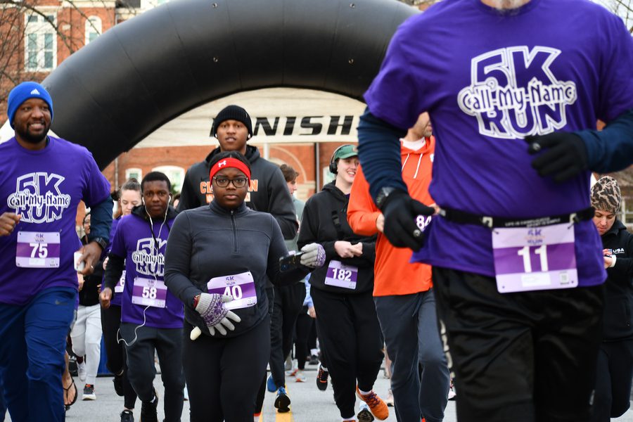 Runners participate in the first Call My Name 5K run to support research into the stories of African Americans in Clemson History.