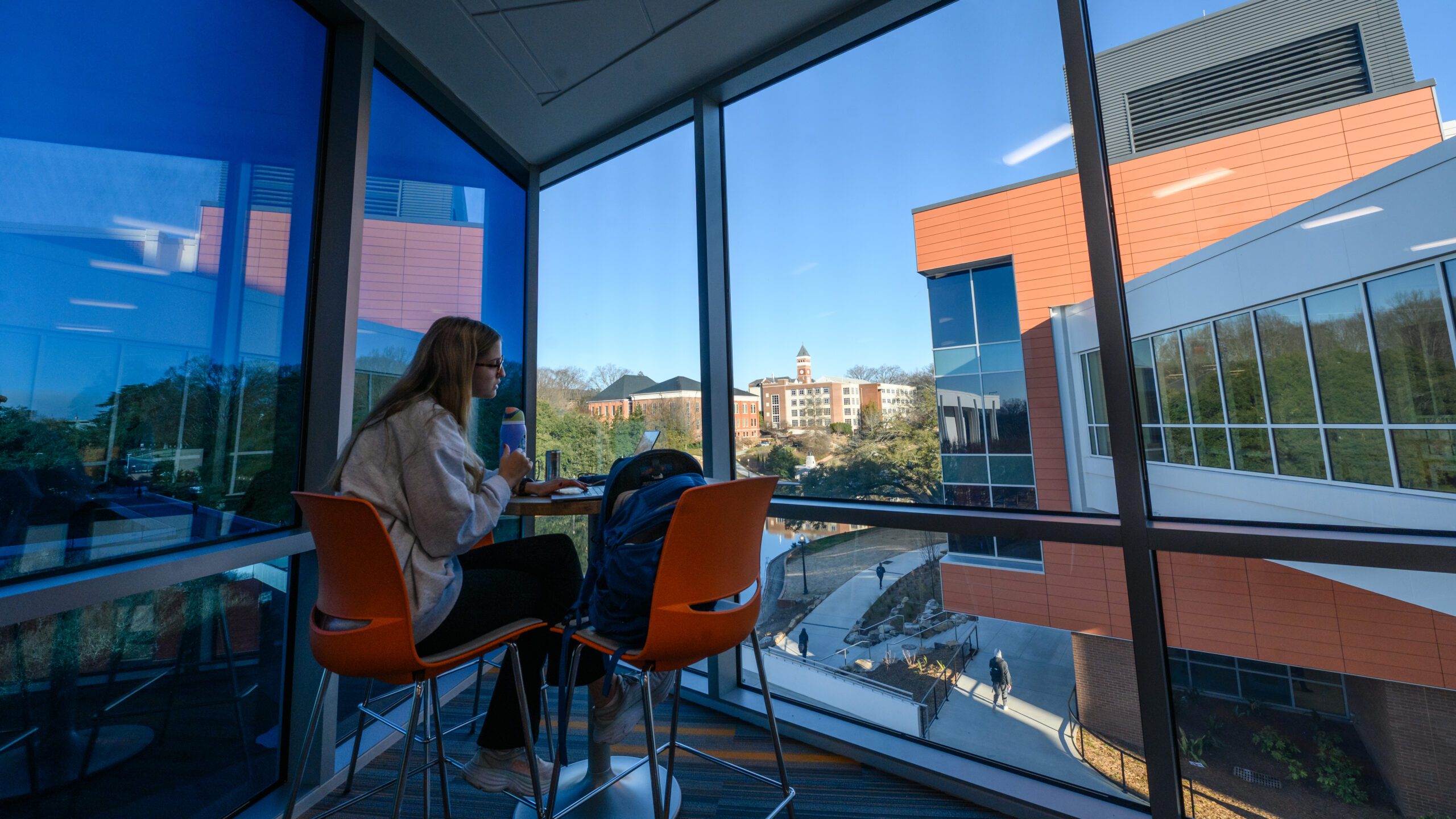A student works in the Wilbur O. and Ann Powers College of Business