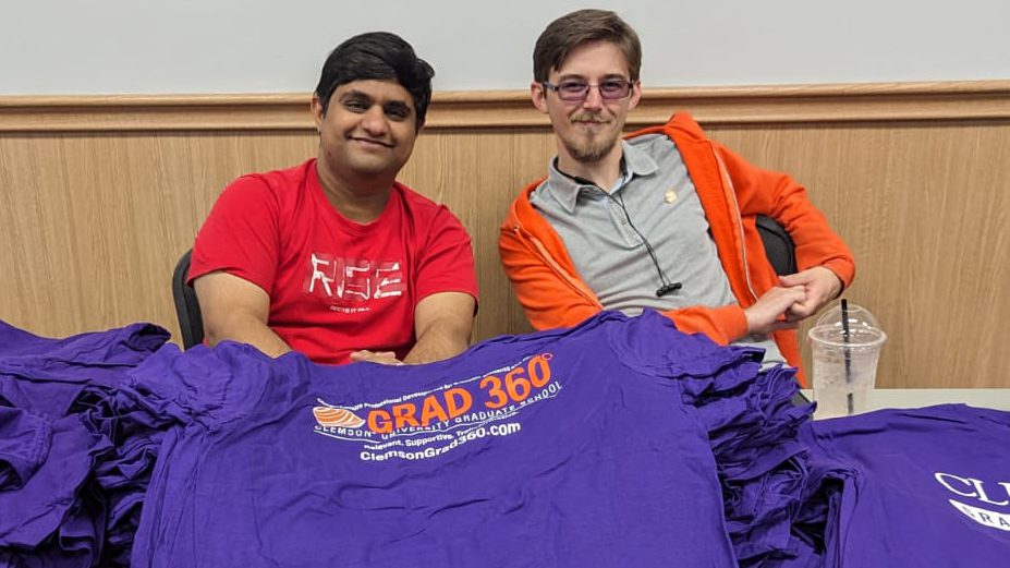 Abhilash Thomas, left, and Shay Easler, right, of Clemson Graduate Student Government