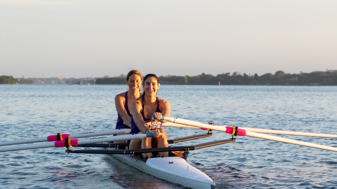 Jenny and Anna rowing