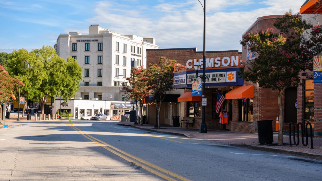 street view of downtown Clemson businesses on College Ave