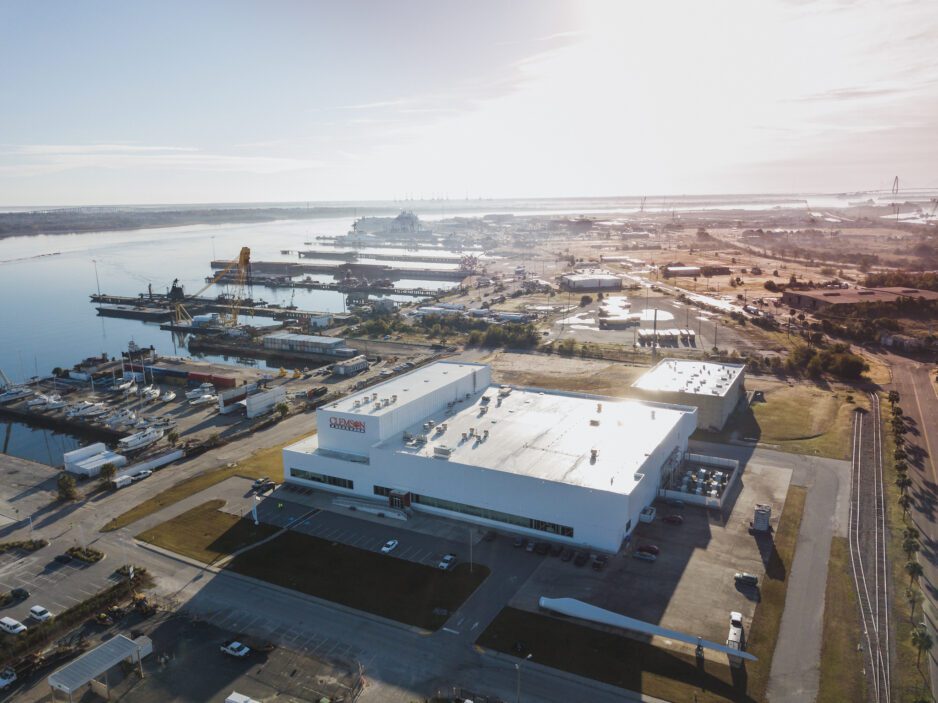 an aerial view of Charleston campus buildings