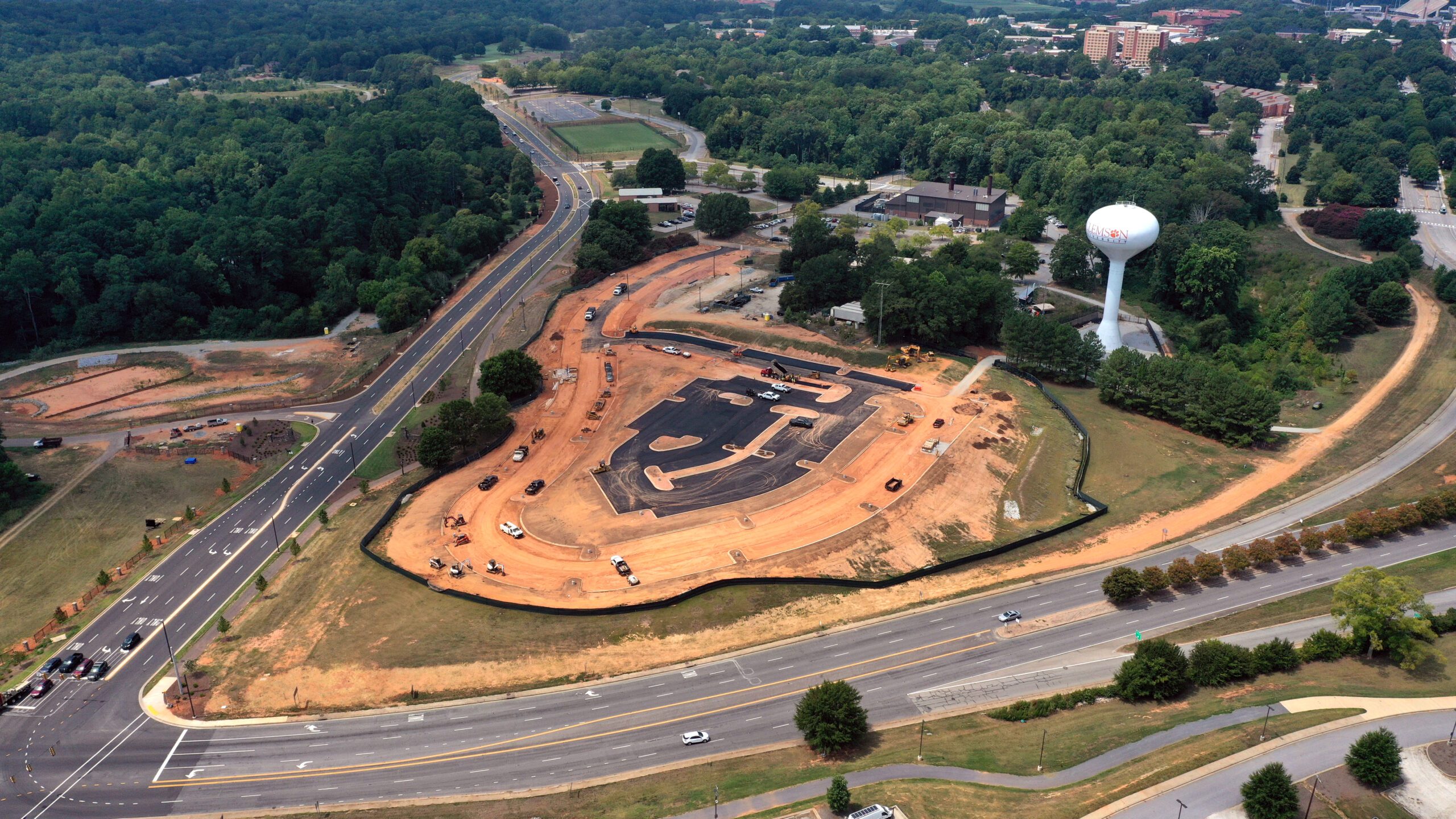 An aerial view of the new Kite Hill parking lot.