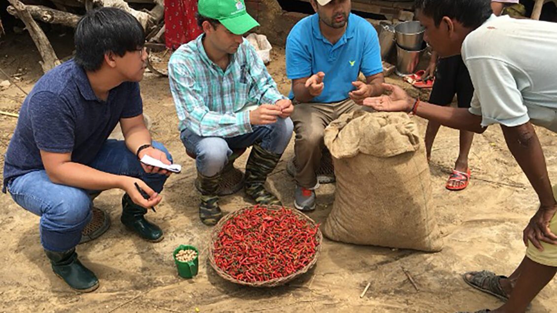 Jagger Harvey (second from left) will use experiences he gained while leading international teams to work on agricultural challenges across the globe, such as in Nepal, to lead the Clemson University Global Research Initiative.