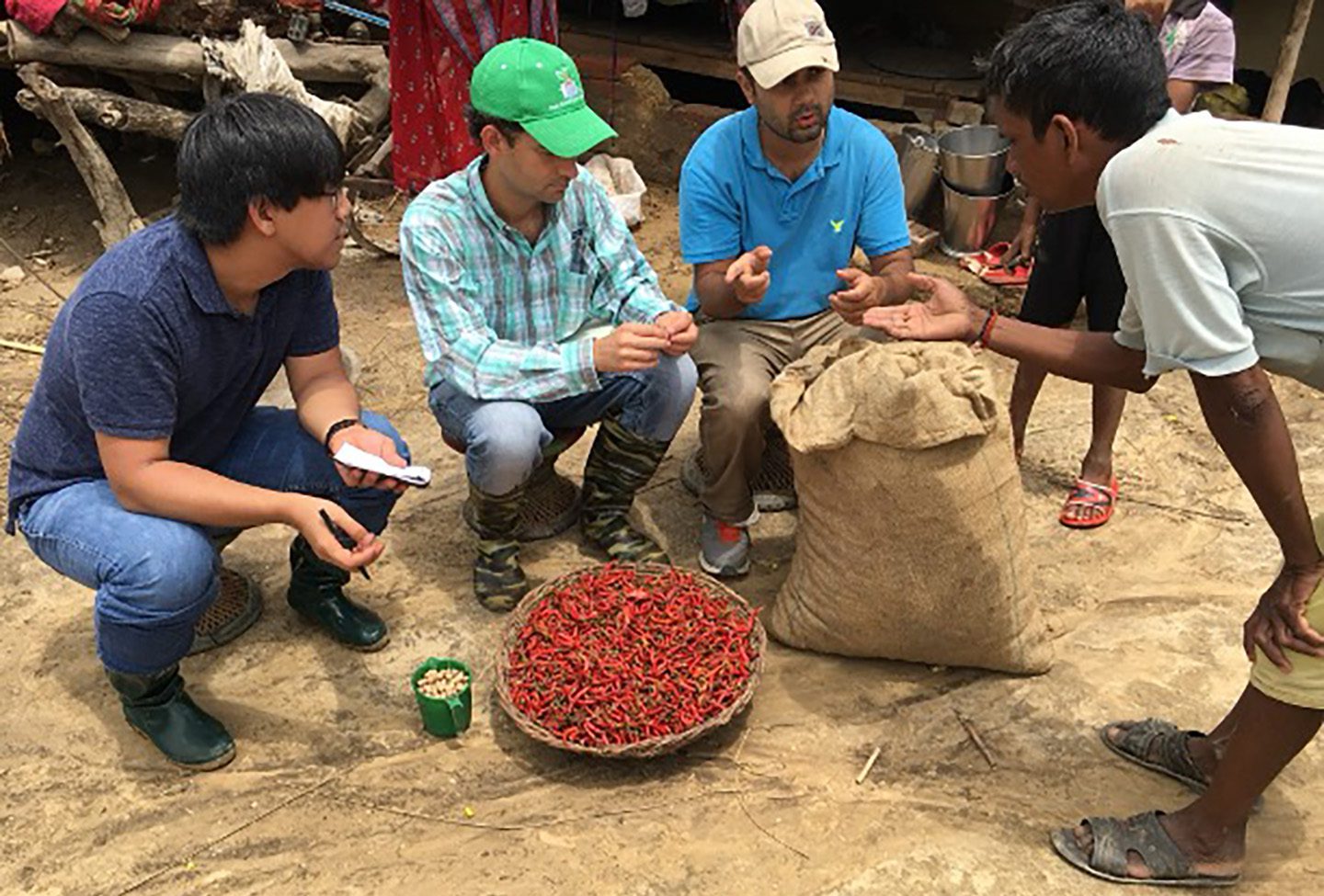 Jagger Harvey (second from left) will use experiences he gained while leading international teams to work on agricultural challenges across the globe, such as in Nepal, to lead the Clemson University Global Research Initiative.