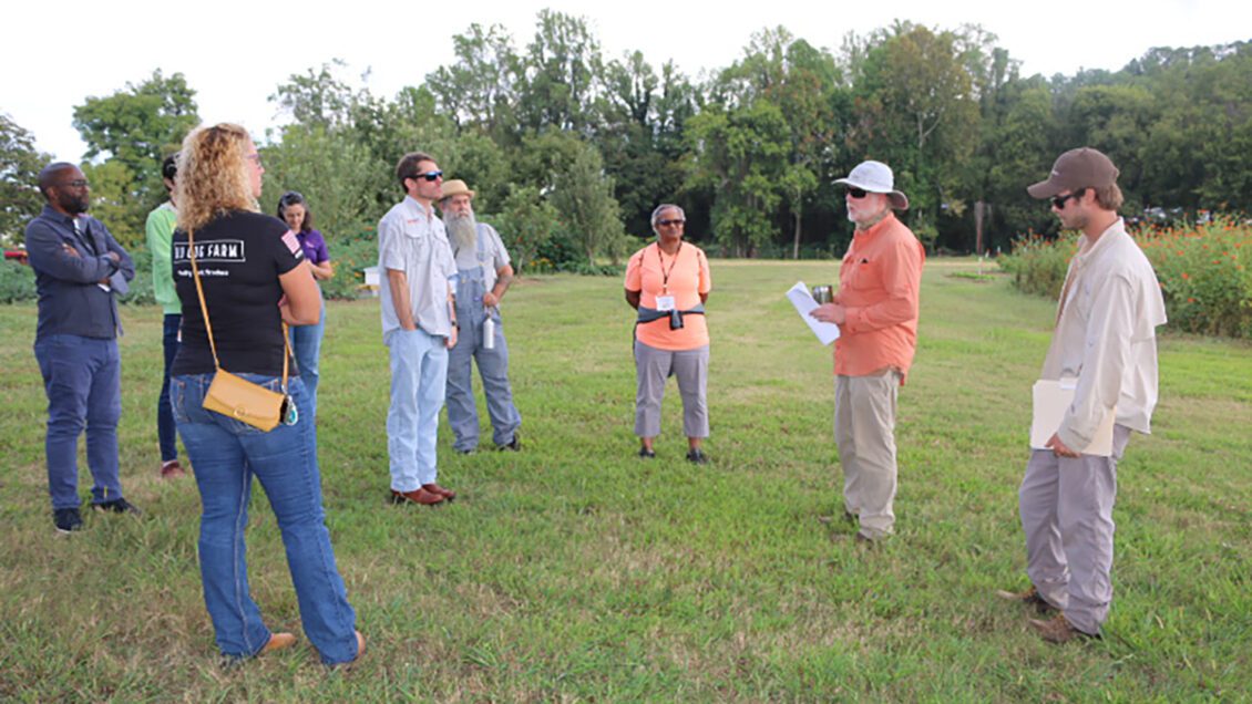 David Robb, farm manager, talks with TOPP participants about research conducted at Clemson's Organic Research Center.