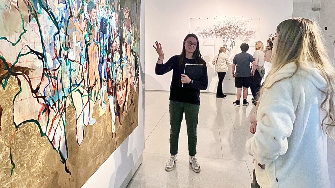 Art Student Maya McDonald '25 co-curated the "Conversation" Exhibition