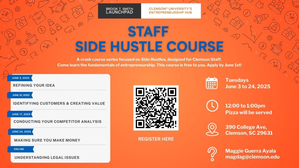 An advertisement for the staff side hustle course. Text repeated in copy.