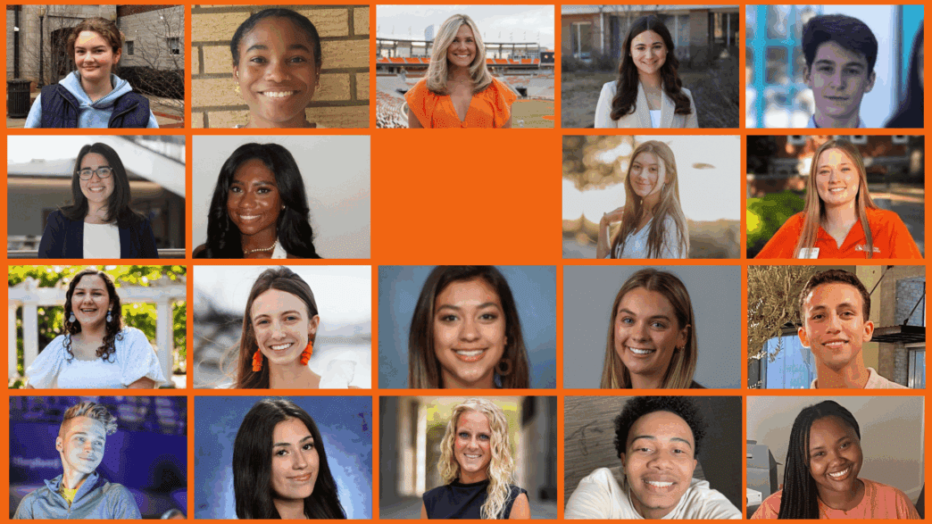 A collage of 19 photos of Clemson University students who earned Gilman Scholarships for study abroad.