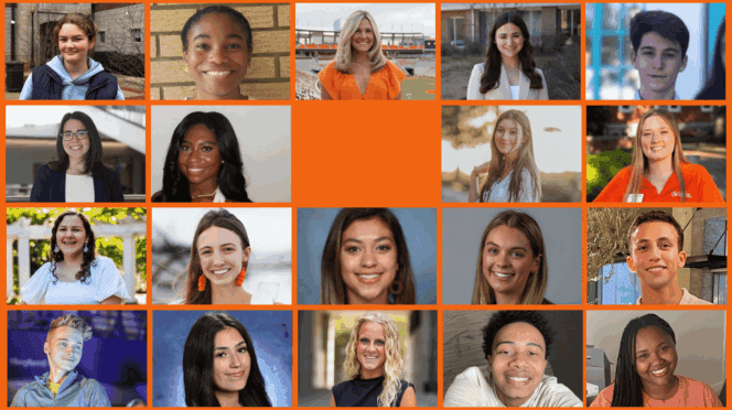 A collage of 19 photos of Clemson University students who earned Gilman Scholarships for study abroad.