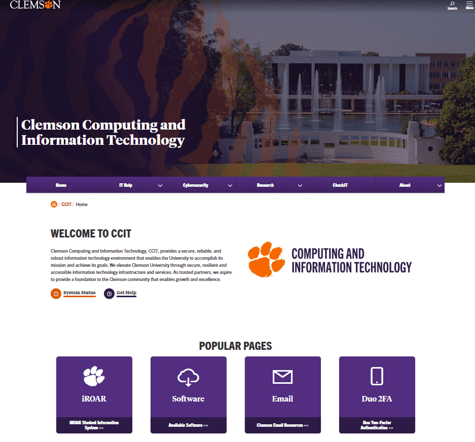 CCIT's new homepage 