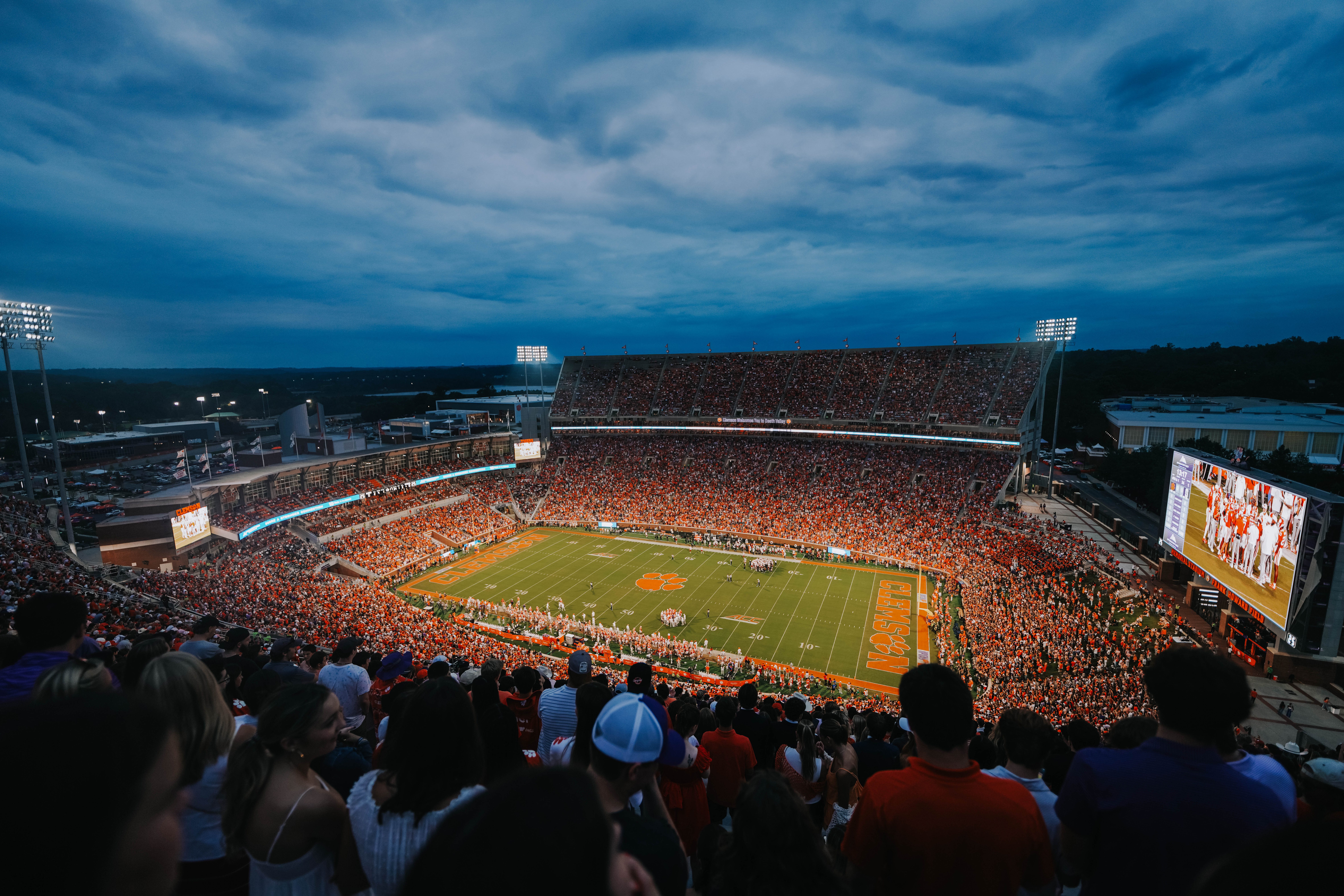 A packed crowd in Death Valley Memorial Stadium.