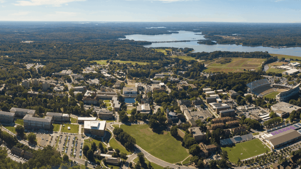 An aerial view of Clemson University's campus.
