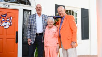 Clemson President Jim Clements with David and Sandra Sprouse.