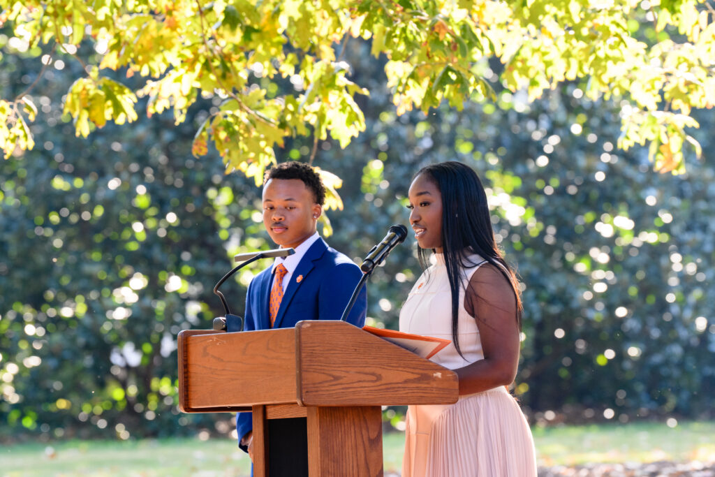 Marae Lewis, senior psychology major and Legacy Chair, with her co-chair Grayson Simmons, junior computer science major.