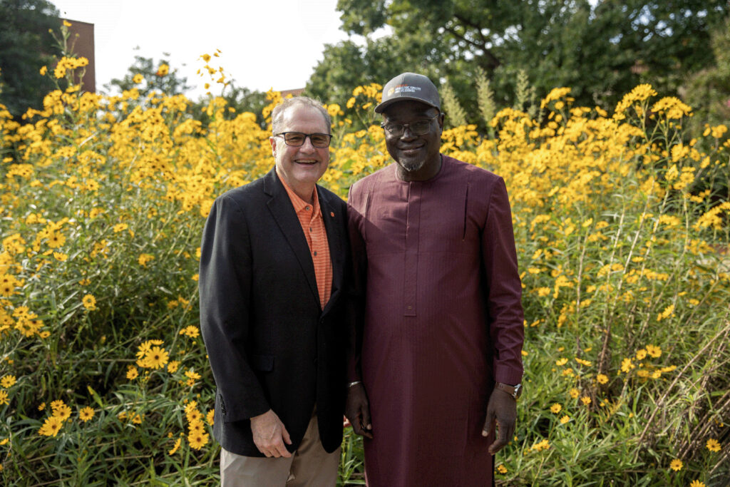 Matthew Holt, CAFLS dean, and Aliou Faye, ISRA's head of partnerships, discuss how Clemson and ISRA can collaborate to enhance the lives of people in South Carolina and Africa.