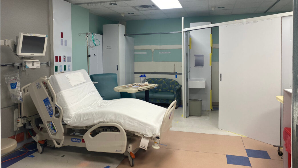 A room mock-up from CHFDT's newly published hospital design study.