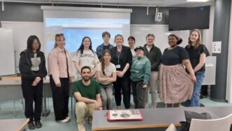 Students and lecturer in a classroom