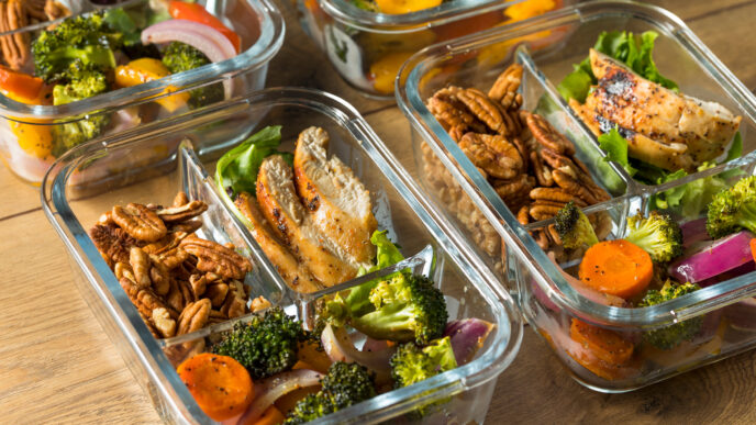 Homemade Keto Chicken Meal Prep with Veggies in a Container