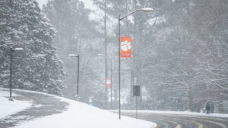 Highway 93 in snowstorm.