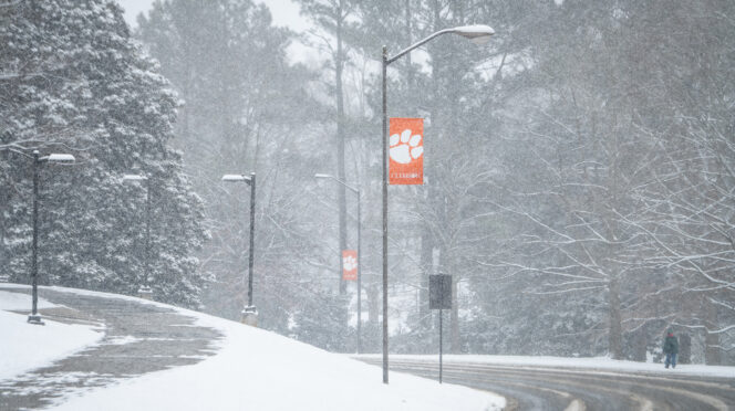 Highway 93 in snowstorm.