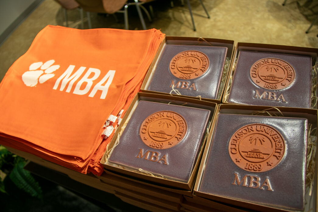 Tiles and MBA napkins on table.