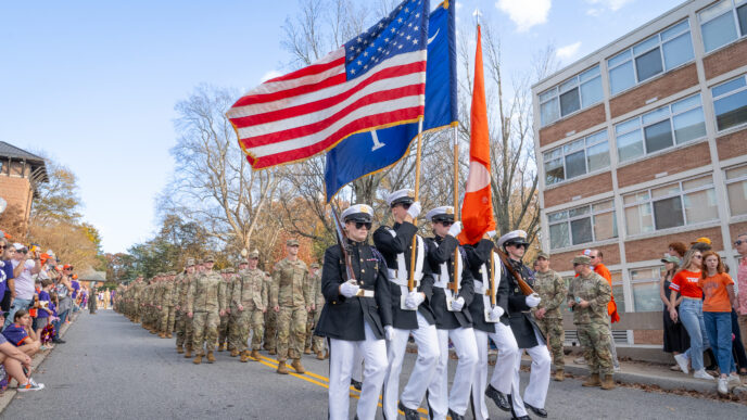 The Clemson Family celebrates the University's rich military heritage during the 2025 Military Appreciation Game day, Nov. 22, 2025. The Clemson Tigers beat the Furman Palladins 45-10. (Photo by Ken Scar)
