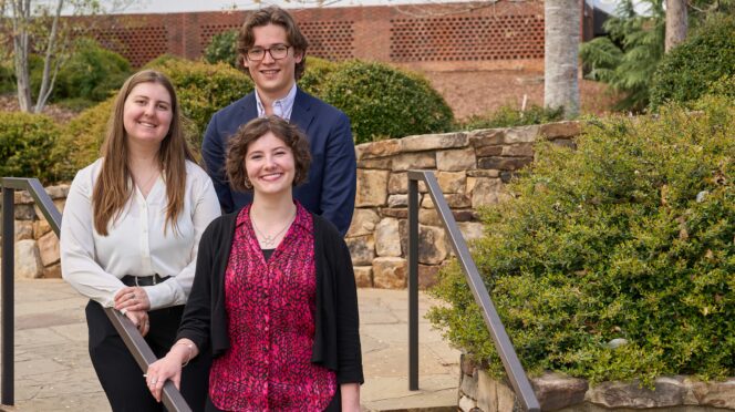 Clemson's 2026 Goldwater Scholars (l-r): Ashley Blake, Andrew "Drew" Hodges and Meridee Ritzer