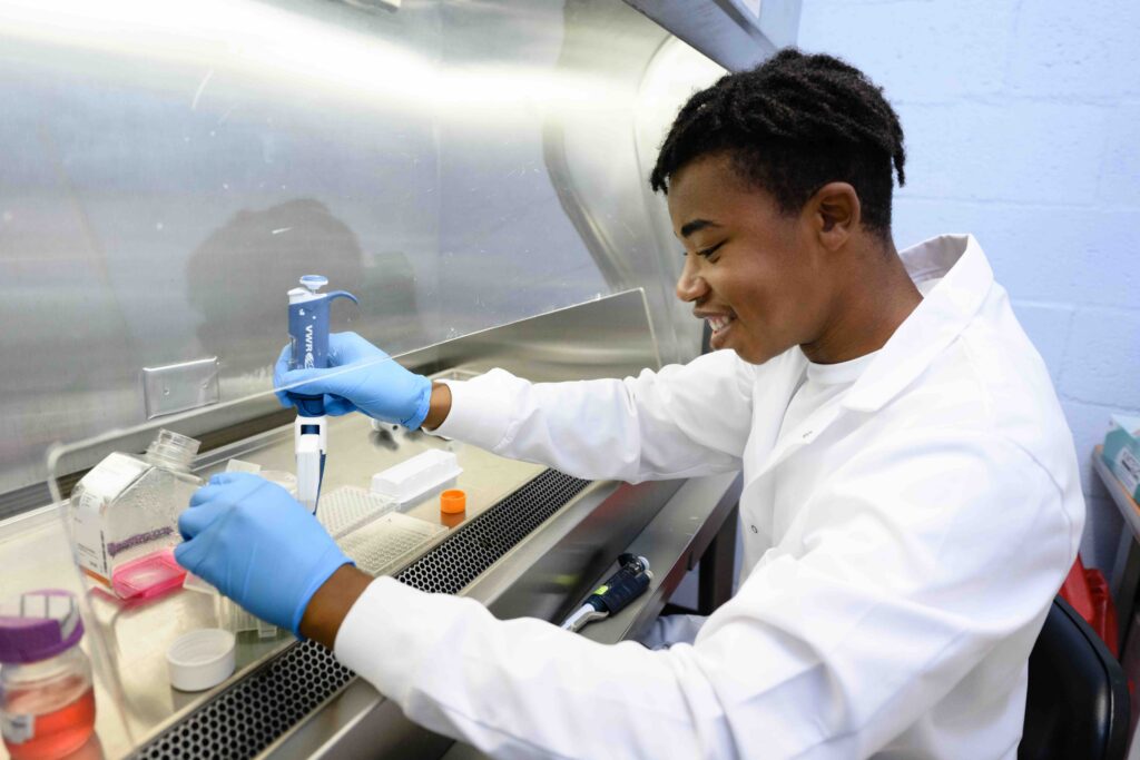 Reynolds Young conducting research in a Clemson lab. 