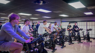 Students take part in a cycling class as part of a PRTM 2630 class at Clemson