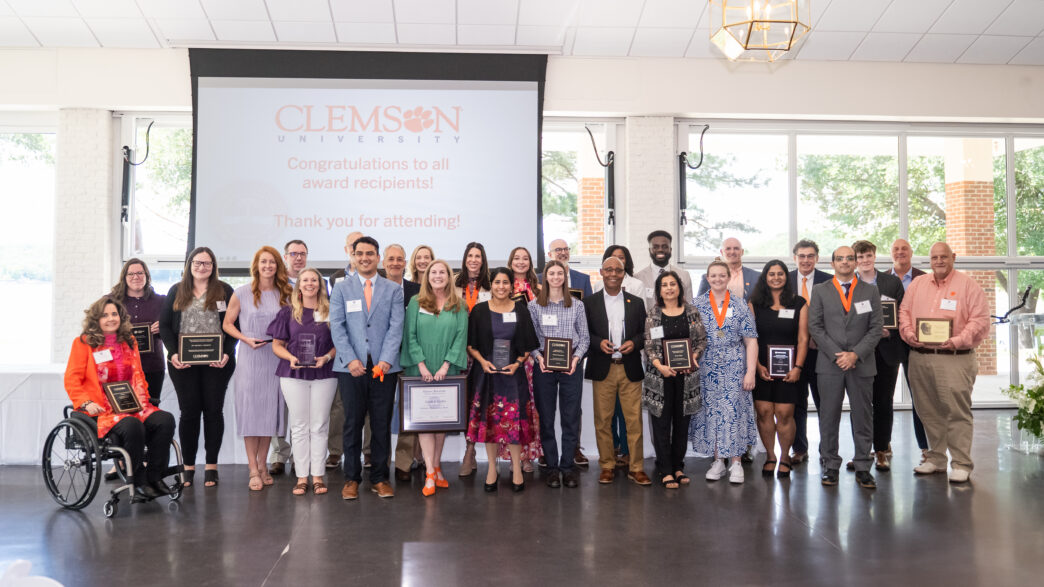 University Spring Award winners pose together in Owen Pavilion.