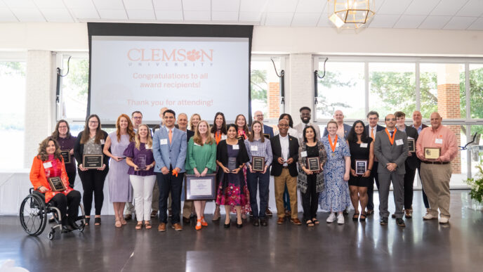 University Spring Award winners pose together in Owen Pavilion.