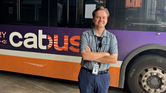 Senior mechanical engineering major, Honors student and CAT bus employee Walker Green.