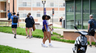 Students walking on campus