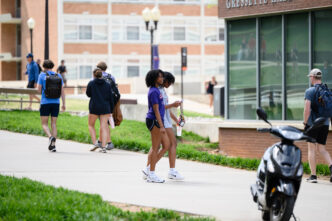 Students walking on campus