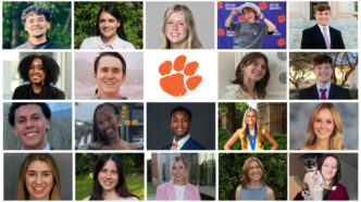 Collage of headshots of Clemson's nineteen 2025-26 Gilman Scholars.