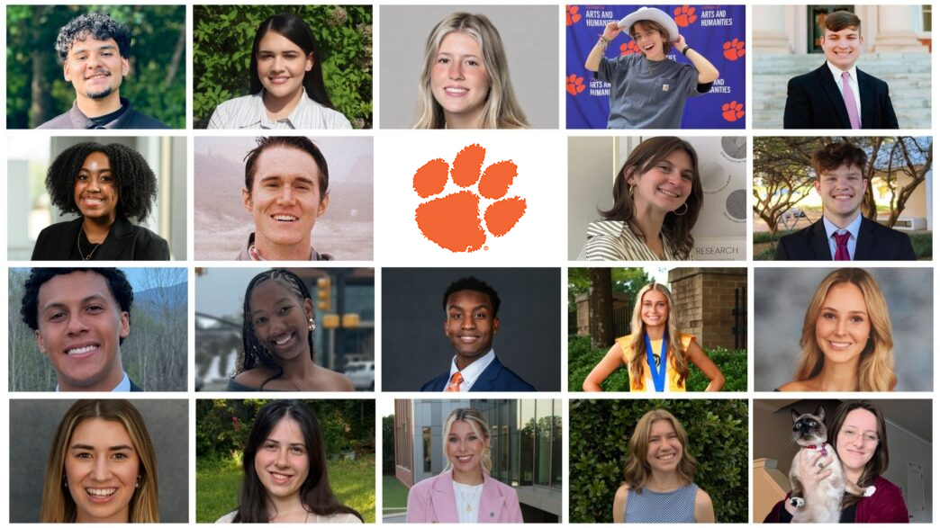 Collage of headshots of Clemson's nineteen 2025-26 Gilman Scholars.
