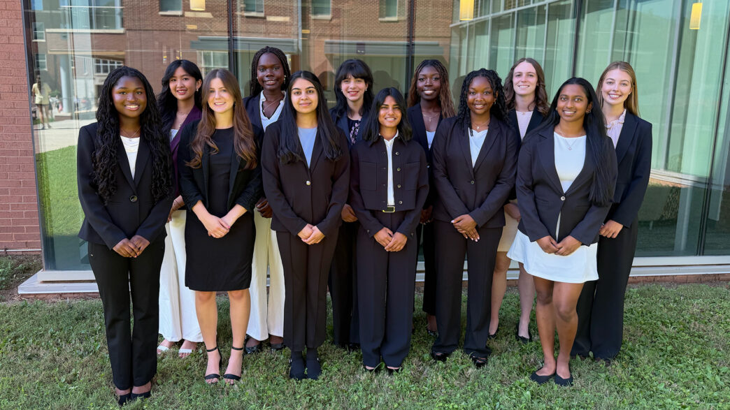 2026 incoming scholars (clockwise, starting back row left) Amanda de Leon, Toluwakitan Akinsola, Ana Sofia Contreras, Jasmeen Chuku, Caroline Clayton, Zoey Bergeron, Tiana Mallawaaratchy, Jisele Reaves, Maya Brandt, Eesha Kothari, Addison Key and Reagan Lewis.
