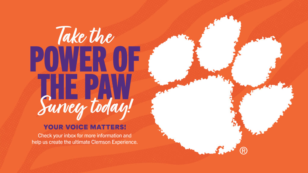 A digital graphic advertising the Power of the Paw survey