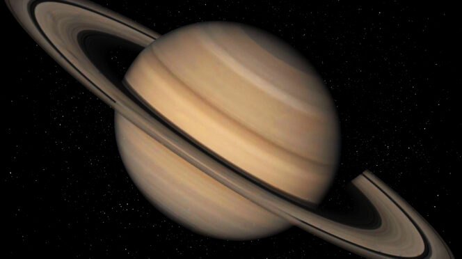 An artists rendering of the planet Saturn.