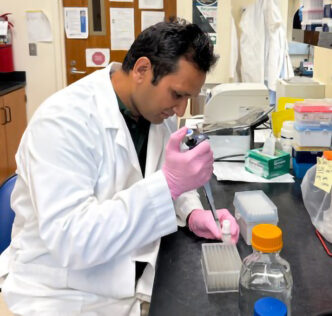 Rahul Kumar, a scientist at the Clemson Coastal Research and Education Center, extracts DNA from watermelon samples for analysis.